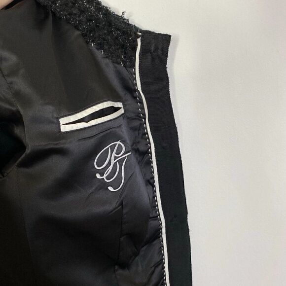 Pink Tartan Black Metallic Tweed Blazer with Chain Details - Picture 8 of 8